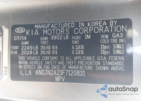 2015 Kia Soul z USA, uszkodzony, nr VIN KNDJN2A23F7120831